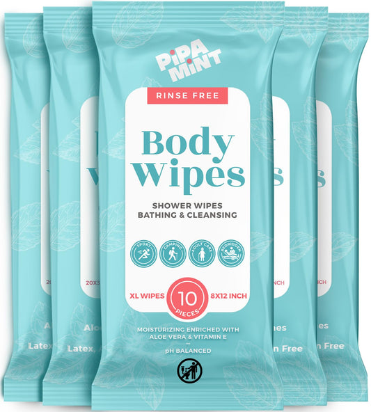 PIPA MINT XL Body Wipes: 50 Pack - Convenient Bathing Power!
