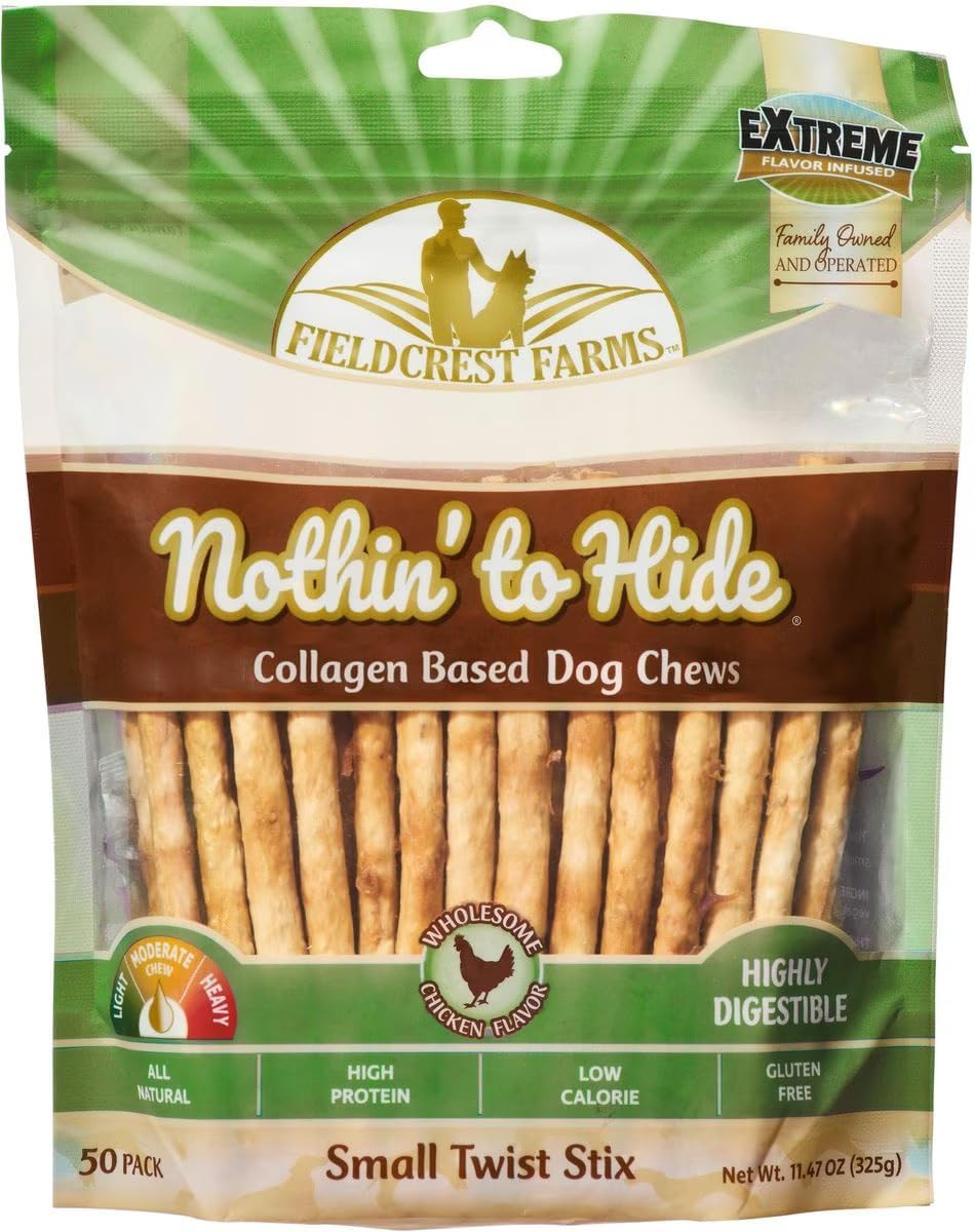 Fieldcrest Farms Rawhide Alternative Twist Stix for Dogs - 50 Pack