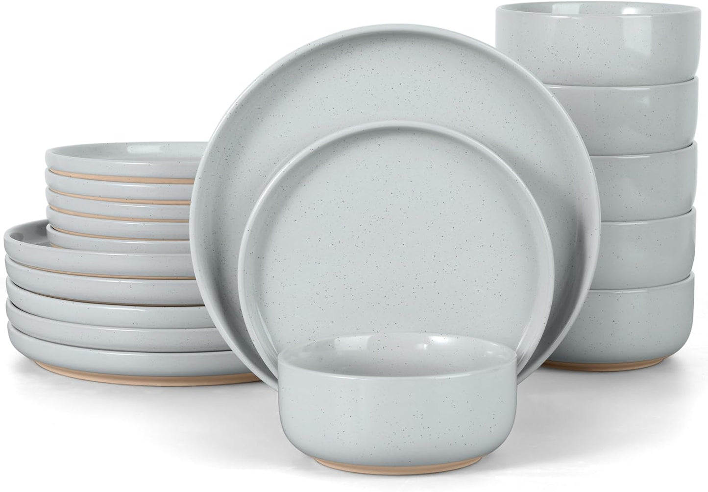Elegant 18PCS Porcelain Dinnerware Set for 6, Glacier Gray