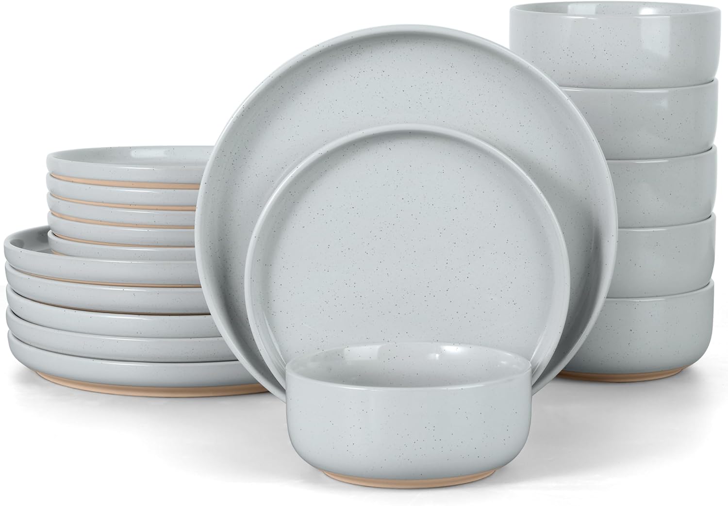 Elegant 18PCS Porcelain Dinnerware Set for 6, Glacier Gray