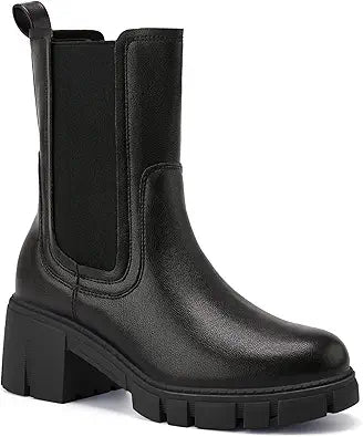 Stylish Women's Mid Calf Chunky Block Heel Chelsea Boots