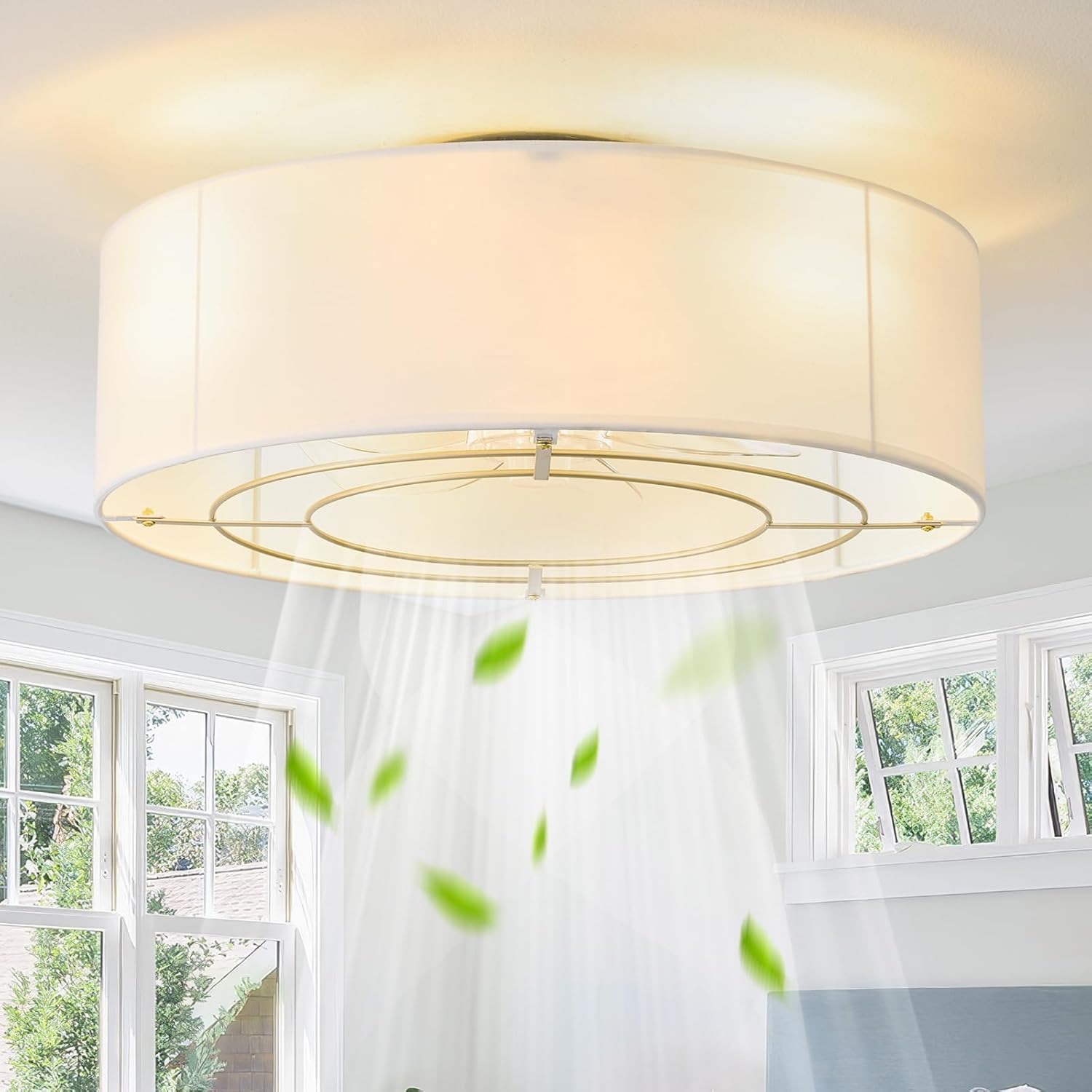 Boho Ceiling Fans with Lights, 20in Flush Mount Elegance