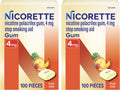 Nicorette Nicotine Gum 4 mg Fruit Chill - 2x100 Count