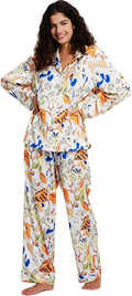 Womens Silk Satin Pajamas Set Button Down 2 Piece Pjs (Style 68YK)