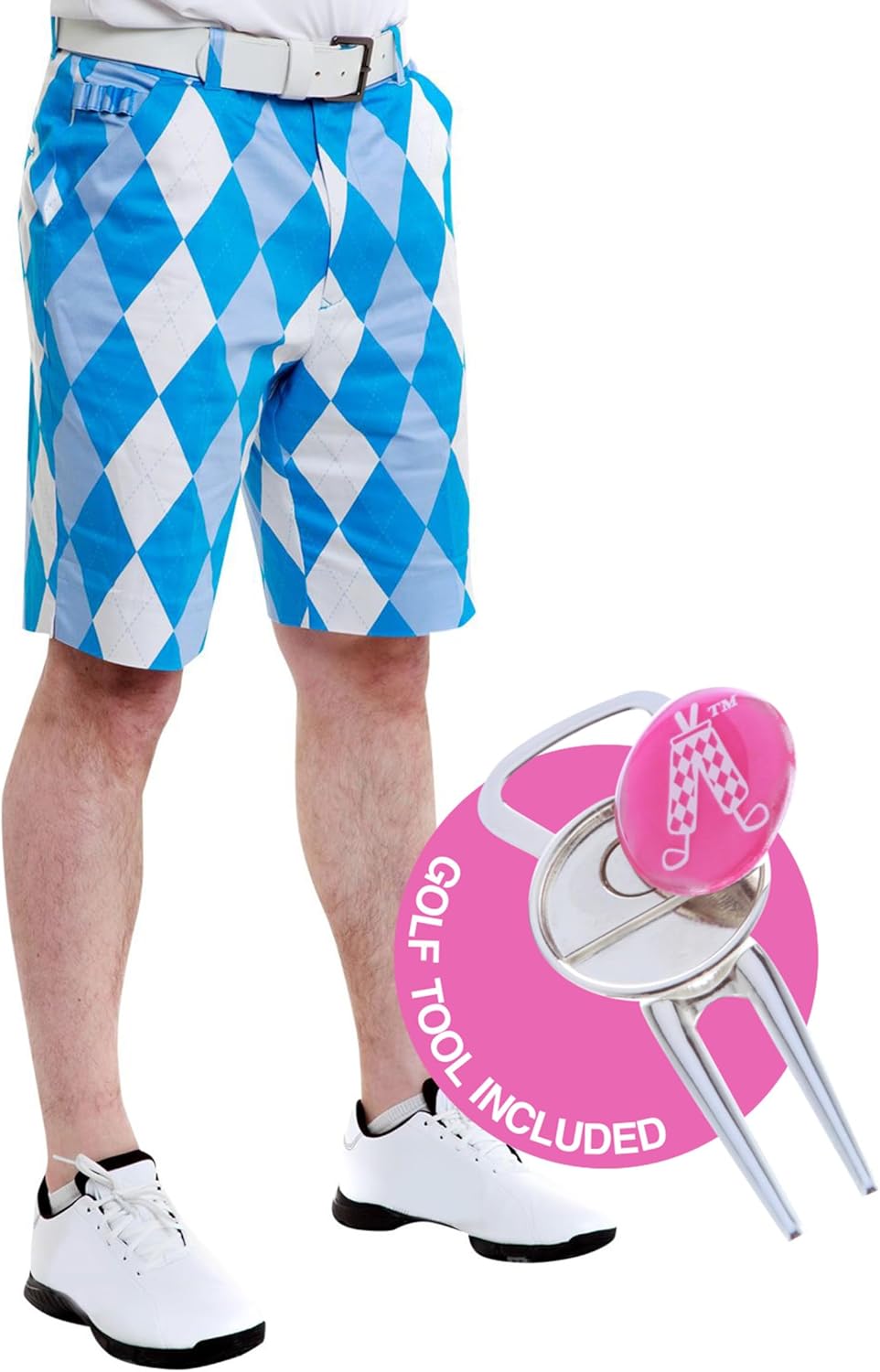 Crazy Golf Shorts for Men - Royal & Awesome Plaid Style