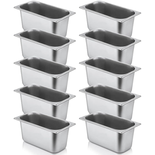 10 Pack Stainless Steel Hotel Pans for Food Warmers and Catering