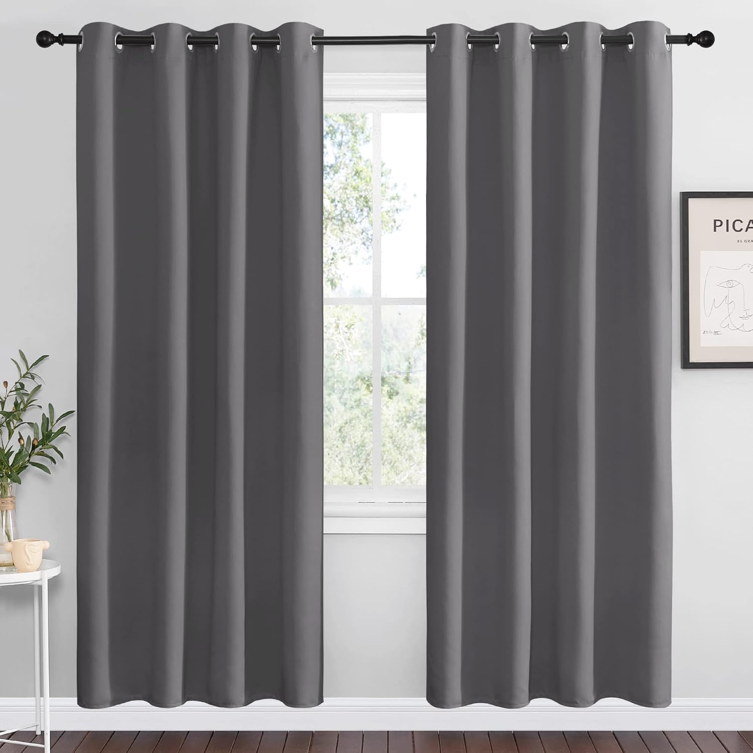 NICETOWN Blackout Curtains Panels for Bedroom - Elegant Gray Drapes