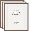 20x24 Picture Frame Matted to 16x20 - Walnut Solid Wood (3 Pack)