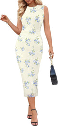 Tie Dye Bodycon Maxi Dress - Flattering Sleeveless Summer Fit