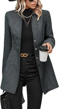 Women's Business Casual Herringbone Wool Coat Blazer - Slim Fit