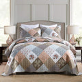 Travan King Quilt Set - Lightweight Reversible Floral Coverlet