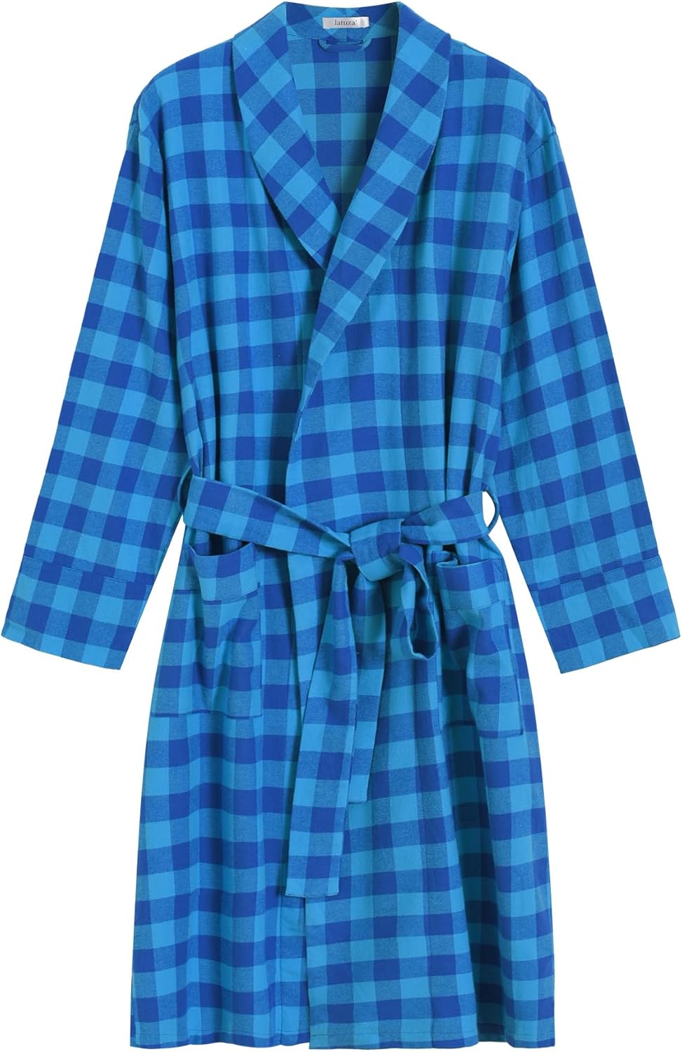 Latuza Men's Cotton Flannel Robe with Shawl Collar and Pockets