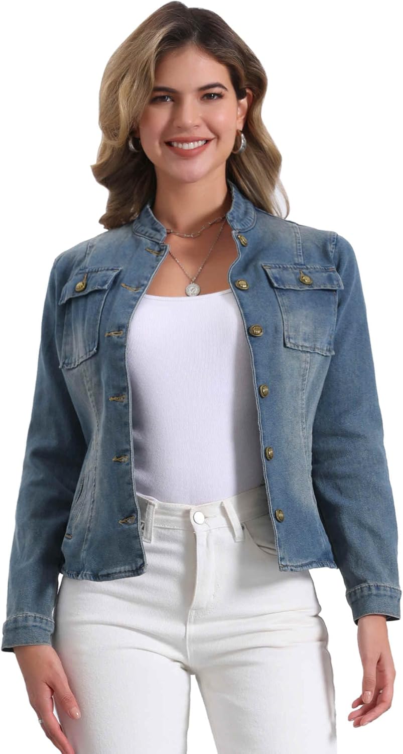 Allegra K Casual Denim Jacket for Women - Classic Jean Style