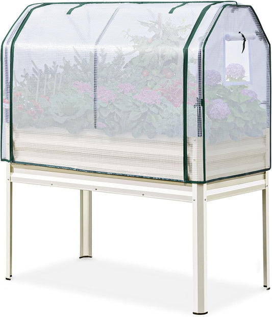 KING BIRD Large Raised Garden Bed with Cover for Easy Gardening