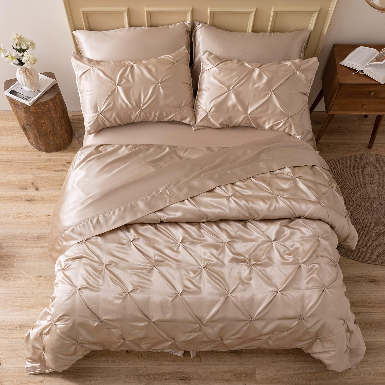Luxurious Satin Comforter King Set - 7 Piece Bedding Set