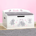Personalized Creative Wonders Toy Box - Pink Elephants, Soft-Close Lid
