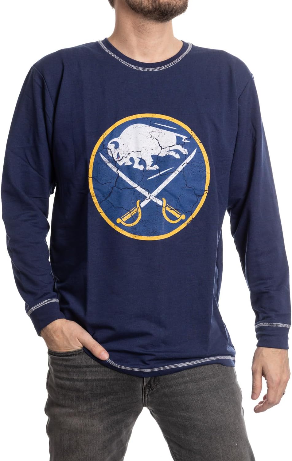 NHL Men's Officially Licensed Team Logo Long Sleeve Shirt