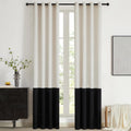 BULBUL Cream Black Color Block Velvet Curtains for Home
