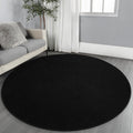 Ultra Soft Round Area Rug 6x6 ft Black - Thickened Memory Foam Comfort