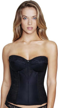 Dominique Womens Lace Longline Corset Bustier Bra - Strapless Support