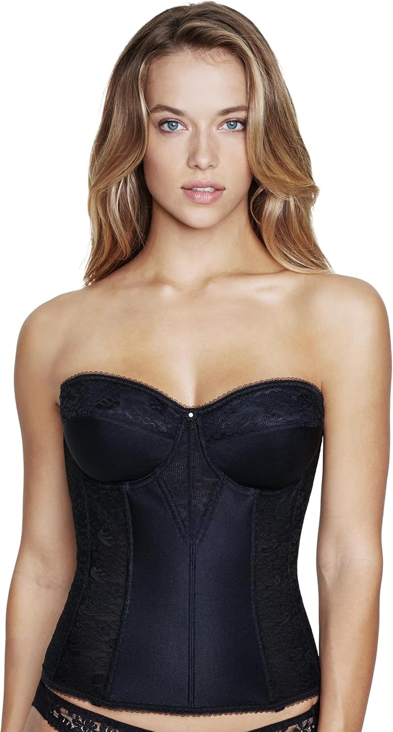 Dominique Womens Lace Longline Corset Bustier Bra for Elegance