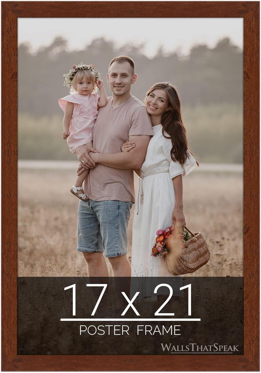 17x21 Dark Walnut Rustic Pine Picture Frame for Artwork Display