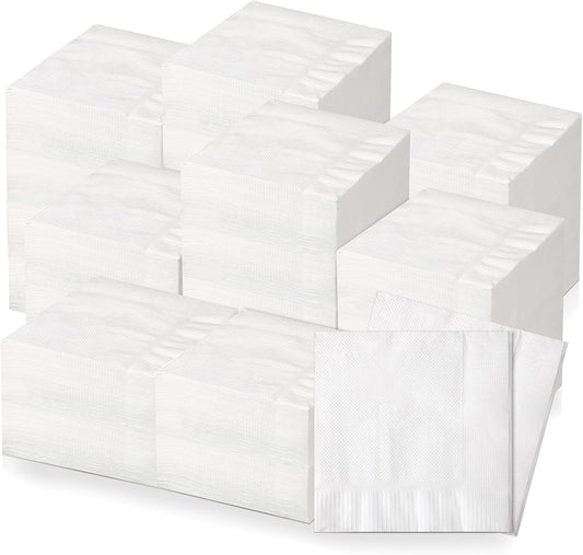 Kisston 2000 White Cocktail Napkins - Bulk Pack for All Events