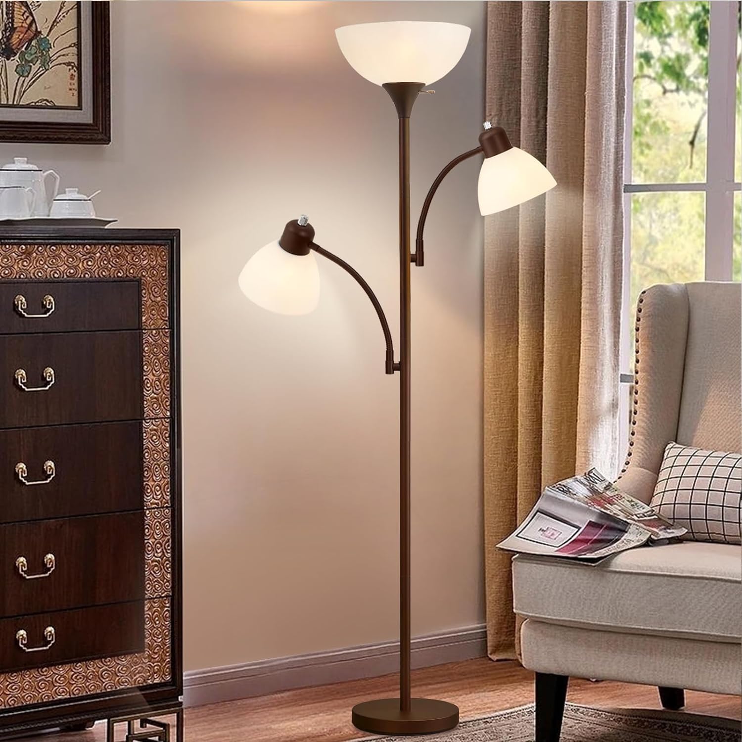 Luvkczc Floor Lamps for Living Room with 3 LED Bulbs Included