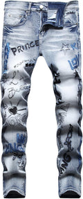 Baylvn Men's Designer Slim Fit Patchwork Jeans for Casual Style
