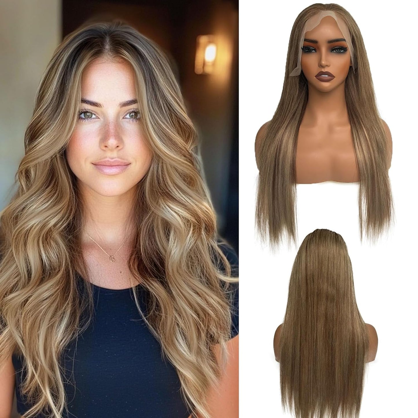 Belaved 13x4 Straight Highlights Chocolate Brown Lace Front Wig