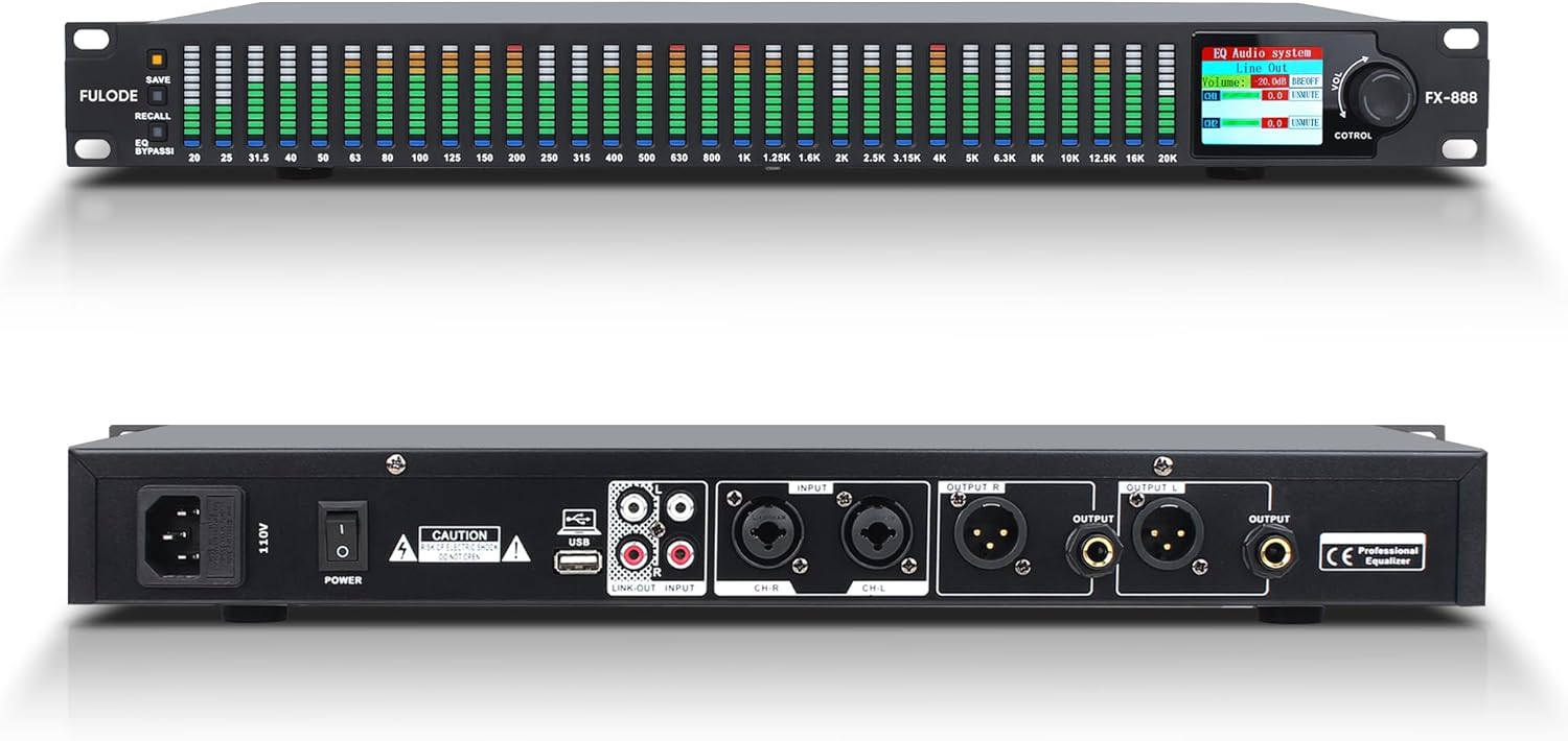 FX-888 Dual Channel 31-Band Digital Equalizer for Audio Control