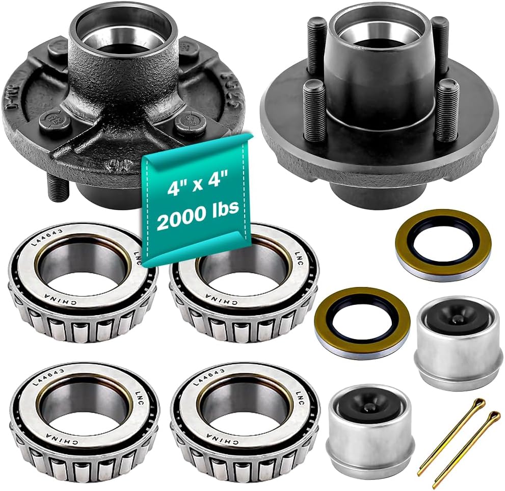 4 on 4 Trailer Hub Kit for 2000 lbs Axle - Heavy Duty Design