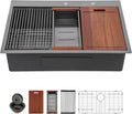 Sarlai 30 Drop Kitchen Sink - Durable Black Stainless Steel Design