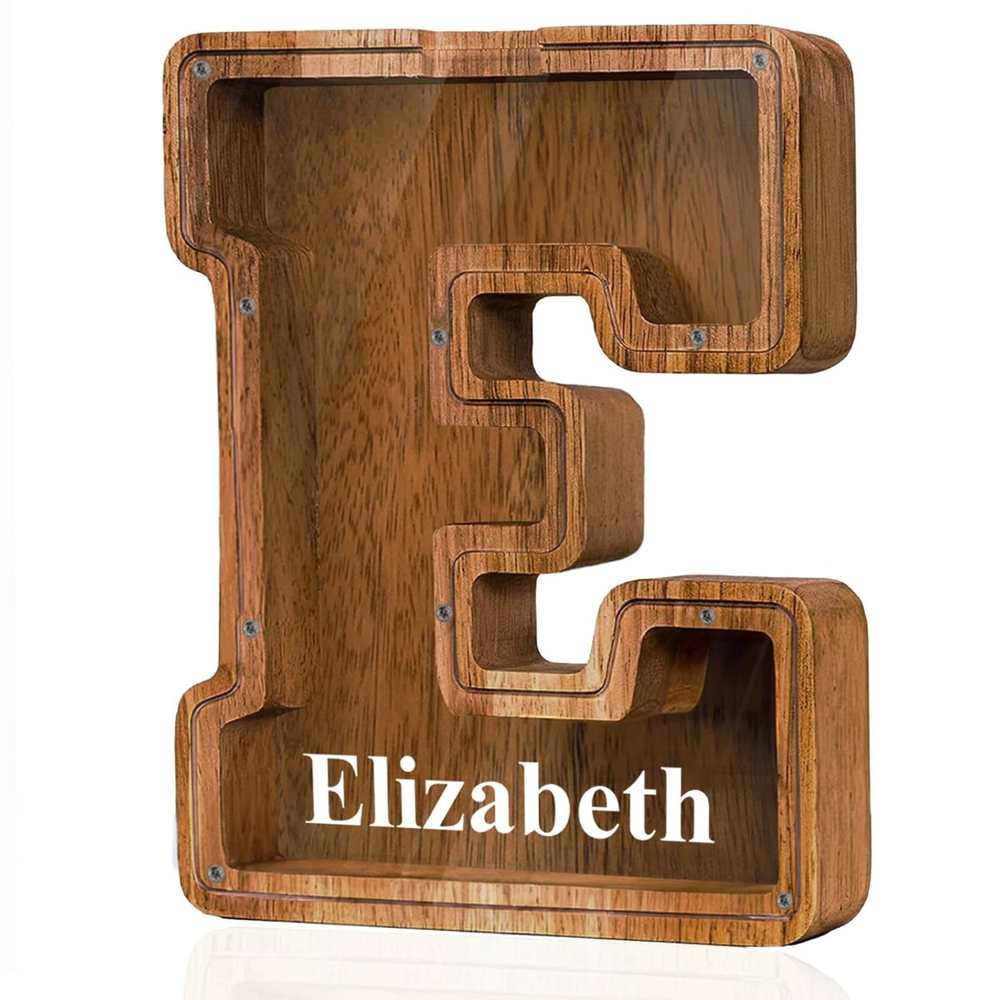 Customized Name Large Wooden Piggy Bank for Kids A-Z Savings