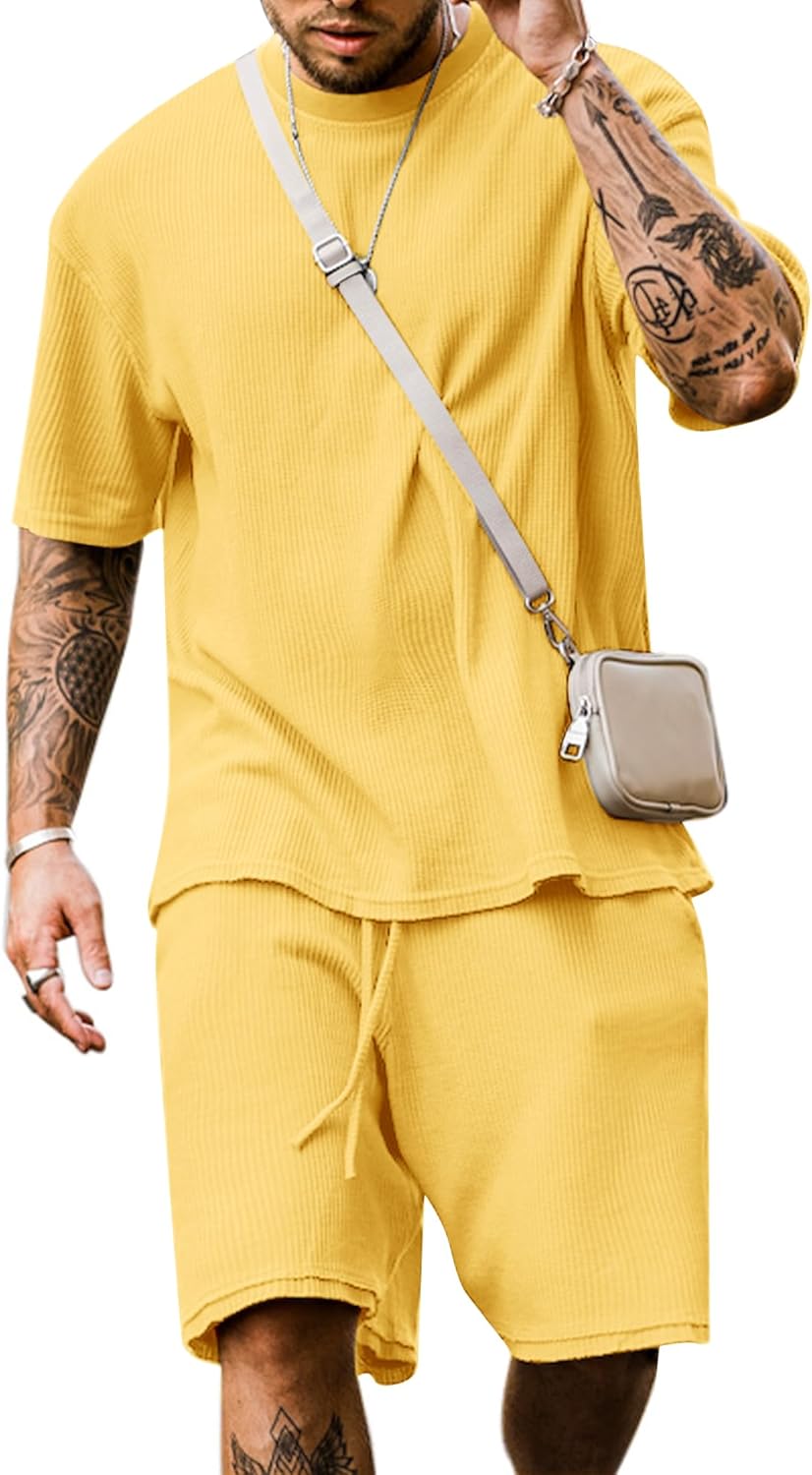 Babioboa Men's Short Sleeve Tracksuit Set for Casual Comfort