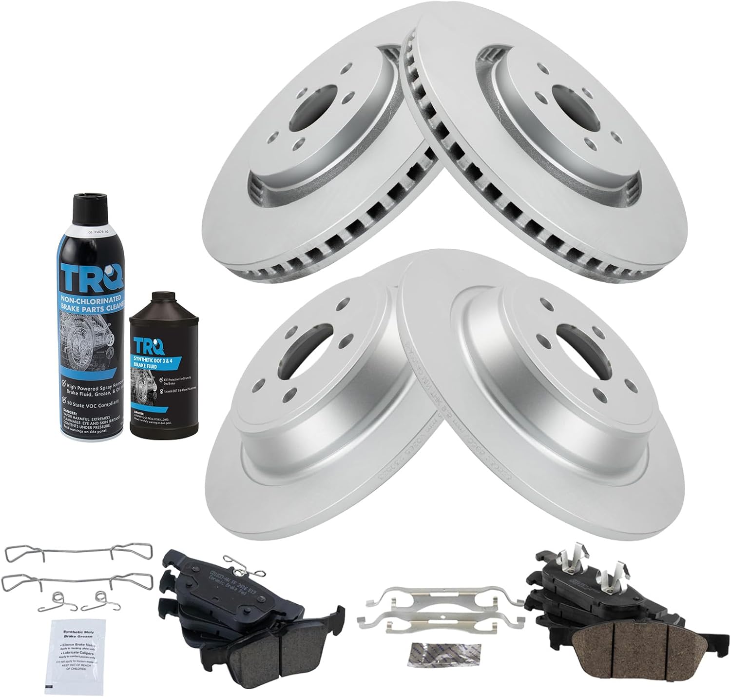 TRQ Front and Rear Brake Pad & Rotor Kit for 2015-2020 Models