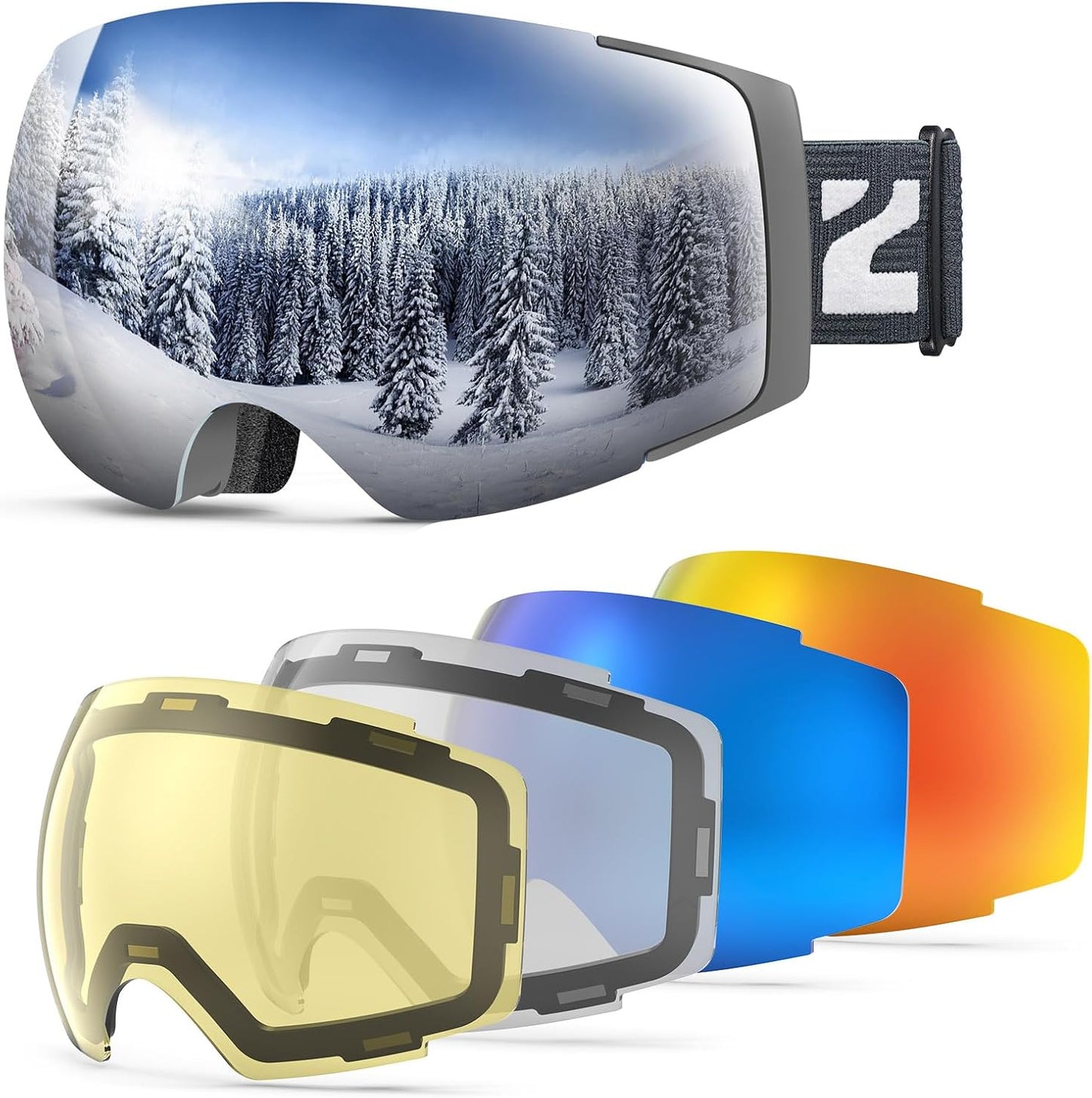 ZIONOR X4 Ski Goggles Set - 5-In-1 Anti-Fog Protection