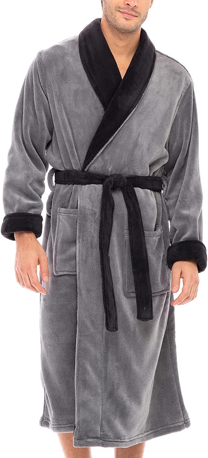 Luxurious Plush Bath Robe for Men - Warm and Comfortable Fleece