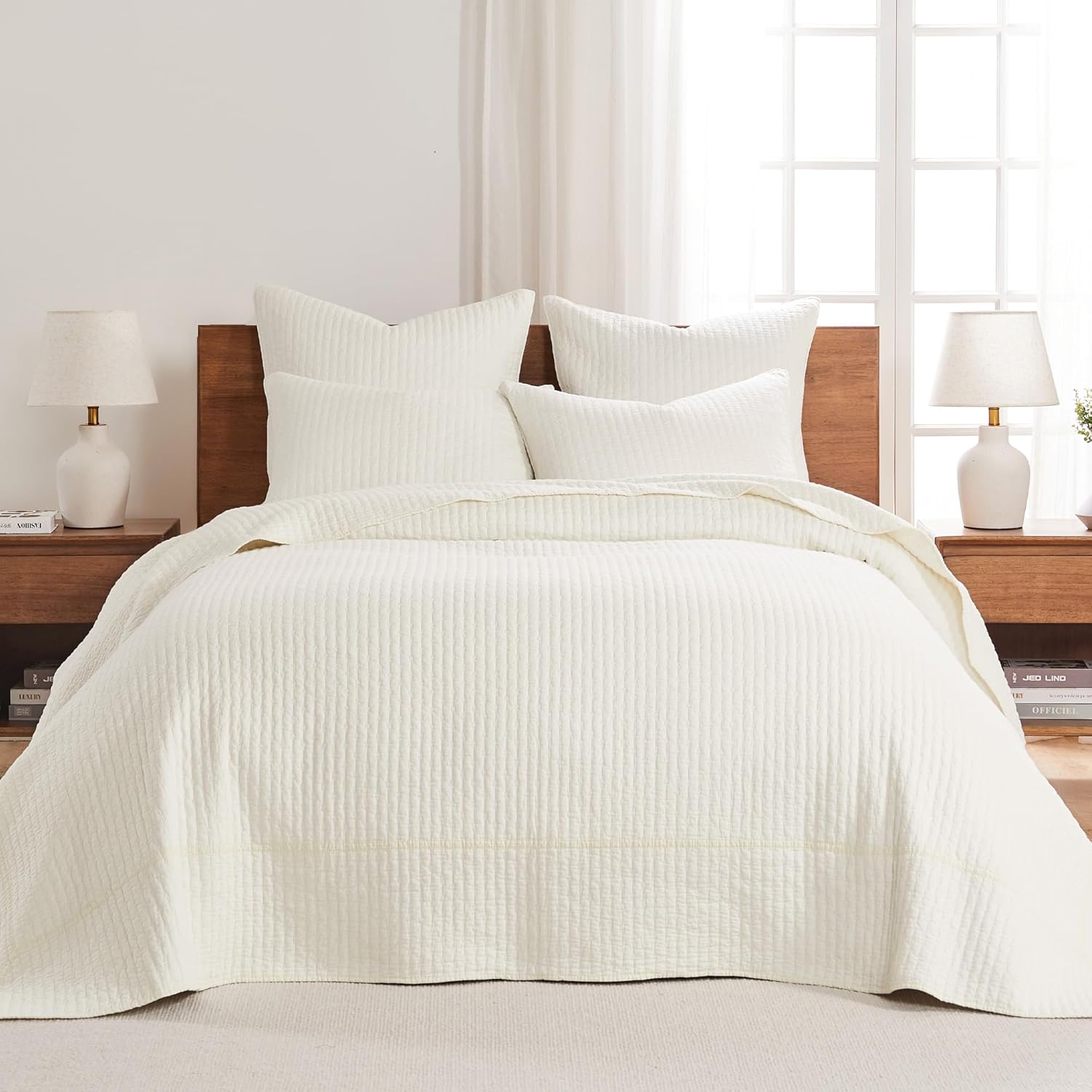Levtex Home Cross Stitch Queen Bedspread Set for Elegant Bedrooms