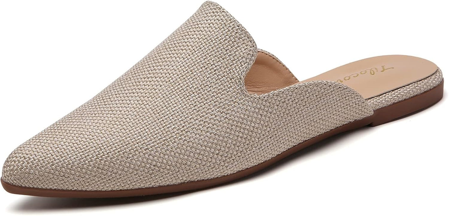 Tilocow Mules for Women: Comfortable Pointed Toe Slip-On Flats