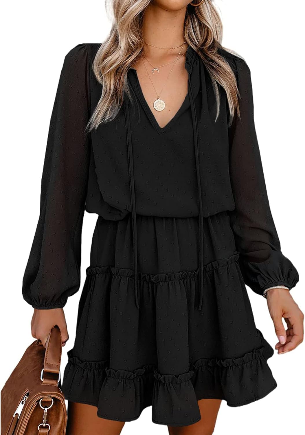 BTFBM Long Sleeve Fall Dresses for Women - Stylish Mini Dress