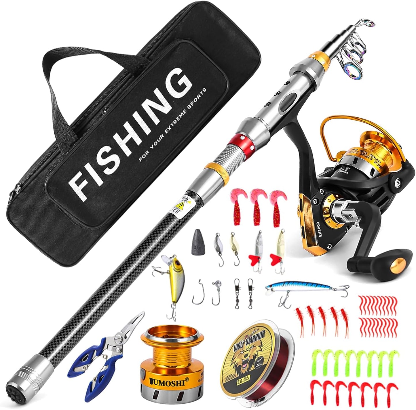 Carbon Fiber Telescopic Fishing Rod Combo