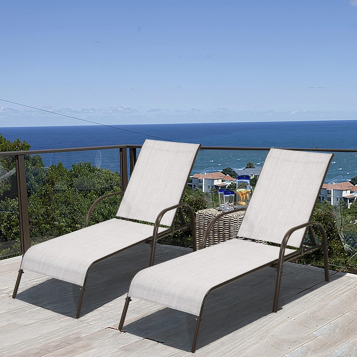 Giantex Set of 2 Adjustable Patio Lounge Chairs for Comfort