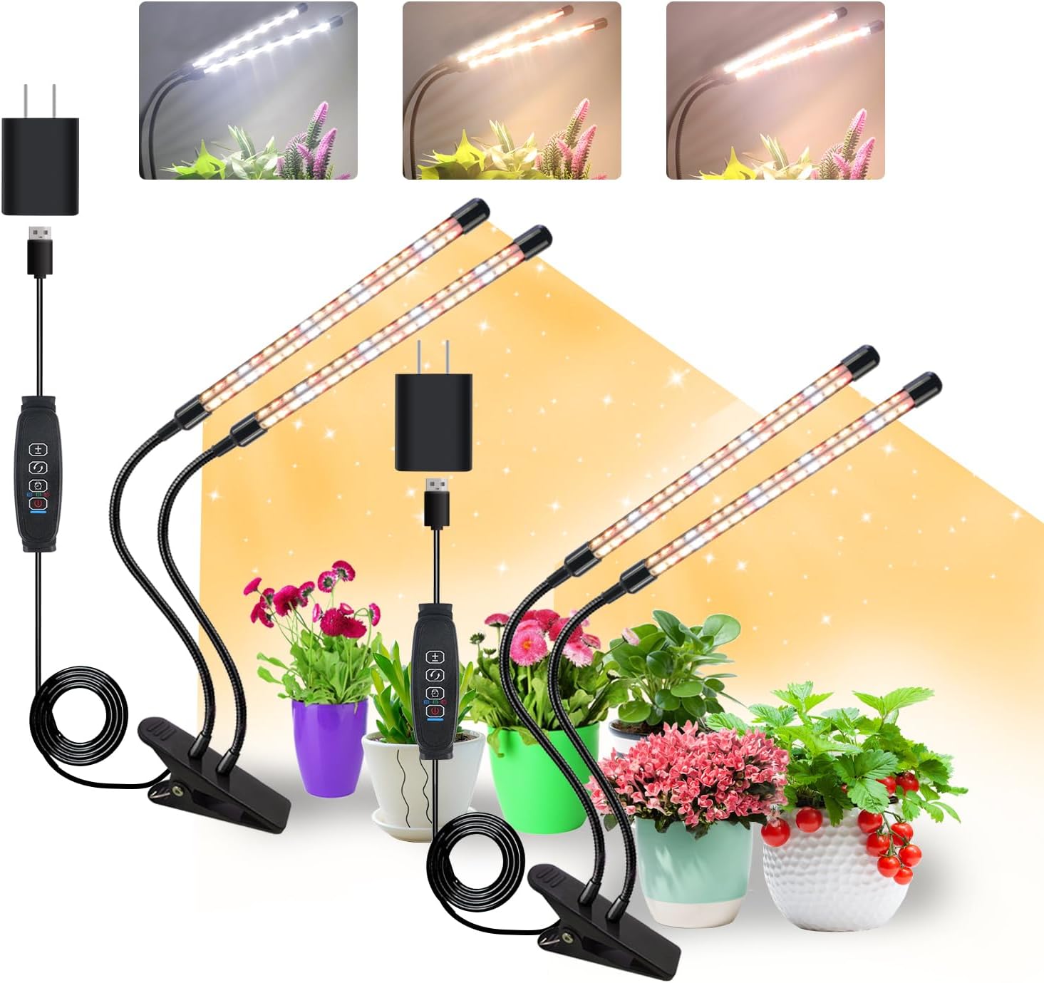 Plant Lights for Indoor Growing with Full Spectrum 2-Pack