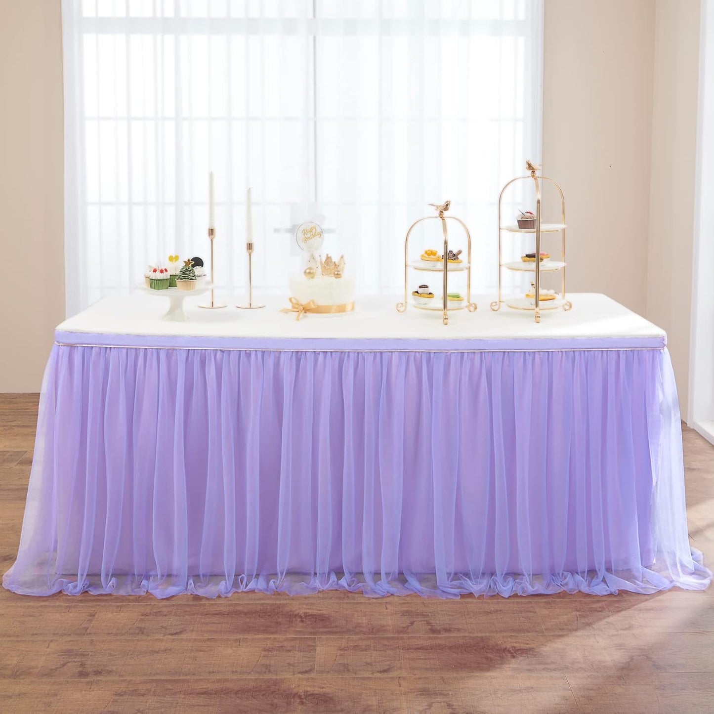 Lavender Tulle Table Skirt 14ft for Elegant Events and Parties