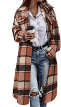 CHICZONE Womens Plaid Shacket Jacket Long Corduroy Shirt - Cozy Trench