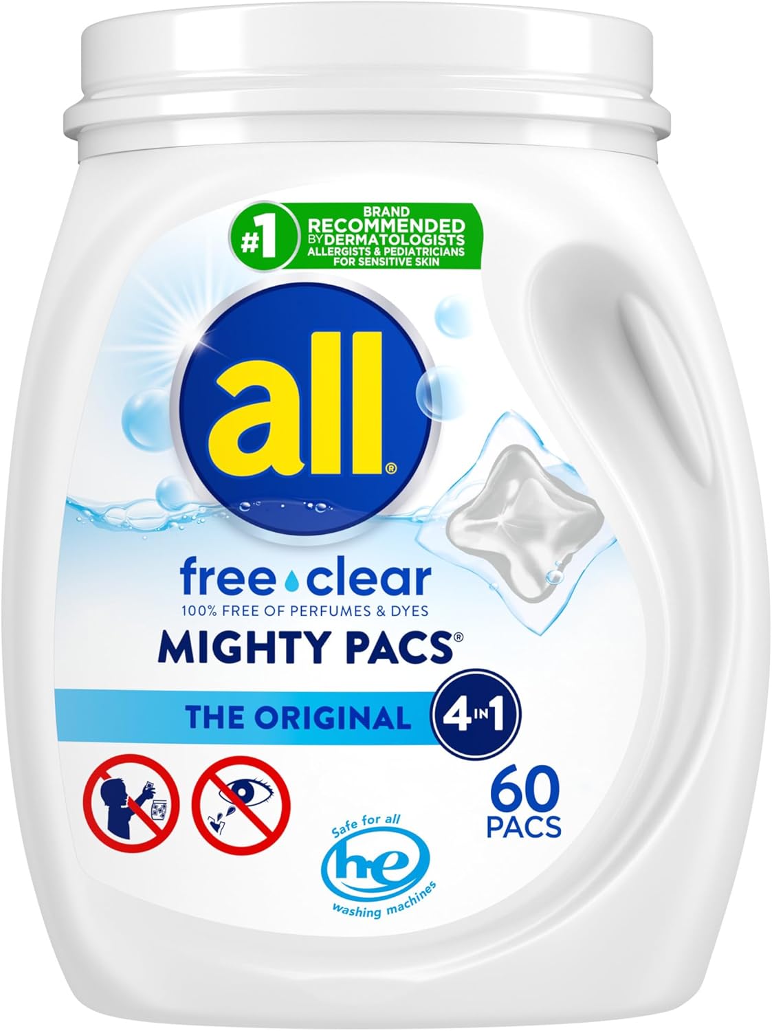 60-Count All Mighty Pacs Free Clear Laundry Detergent