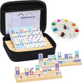 Mexican Train Dominoes Set Double 12 with Wooden Trays - Portable Case