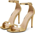 GENSHUO High Heeled Sandals for Women Square Open Toe - Elegant 4in