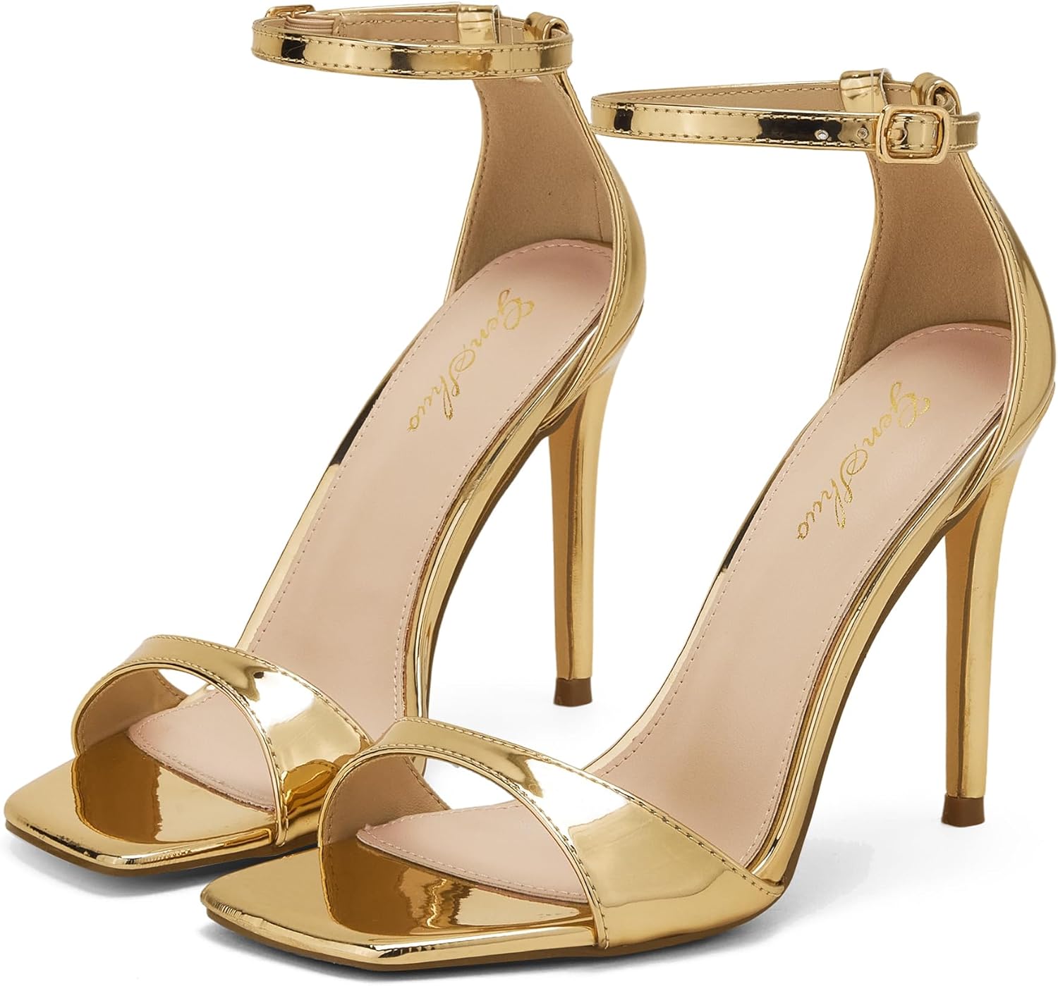 GENSHUO High Heeled Sandals with Square Open Toe for Women